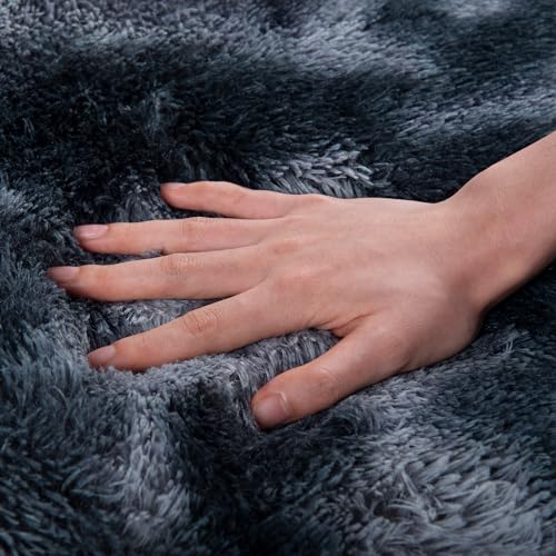 Rugs for Living Room 9x12, Soft Shaggy Modern Shag Area Rug for Bedroom, Upgrade Non-Slip Plush Fluffy Carpet for Kids Boys Girls Room Home Decor Aesthetic, Blue Grey
