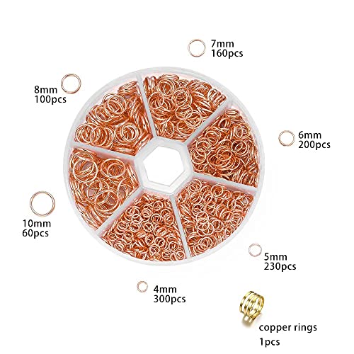 Six Different Sizes O Ring Connectors Stainless Steel Quality Jump Rings Metal Open Jump Rings Set 304 Stainless-Steel Jump Rings For Jewelry Making Connectors (Rose Gold) #TOP1