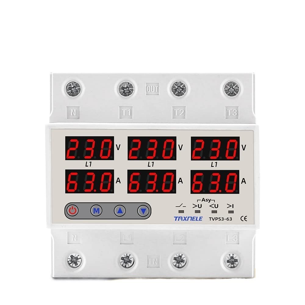 Interruttore Magnetotermico Protezione relè di corrente trifase 100A 63A 60A 220V 3P Limitatore di corrente relè sovratensione regolabile Protezione regolabile Interruttori Automatici(100A without N 3
