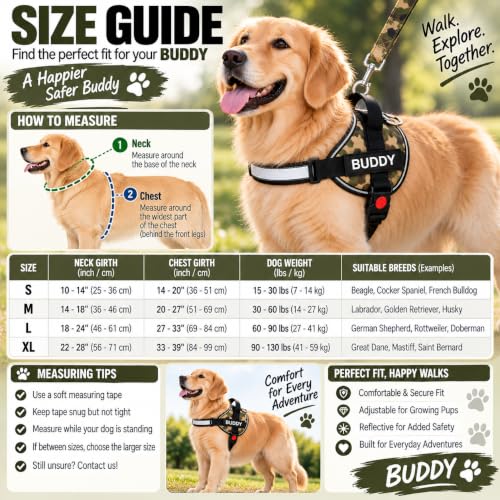 Image of Army Camo Dog Vest Harness with Leash, No Pull & Reflective
