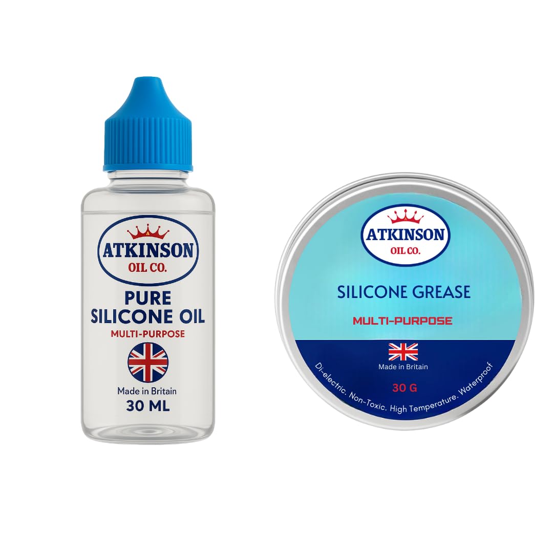 Atkinson Oil Co. Silicone Maintenance Kit – Oil (30 ml) + Grease (30 g) | Dielectric, Waterproof, Rubber & Plastic Safe, Multi-Purpose Lubrication Set