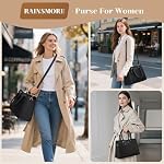 RAINSMORE Purses for Women Top-Handle Leather Handbag Waterproof Small Purses for Women Crossbody Anti Theft Tote Purse
