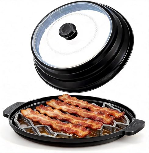 Microwave Bacon Cooker with Lid 3-Piece Bacon Tray for Microwave Oven