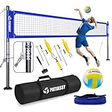 Heavy Duty Professional Volleyball Net Set for Backyard & Beach, 32-Ply Reinforced Net with Steel Anti-Sag Winch, Height-Adjustable Rust-Proof Aluminum Poles & Portable Carry Bag