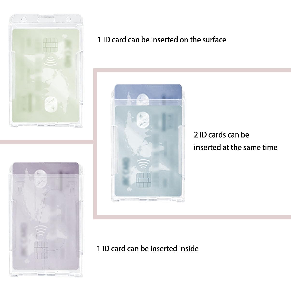 Porta Badge titulares con cordón, llaveros, clips, Ideal para Tarjetas de Proximidad, Tarjetas de Crédito y Documentos de Identificación,Tarjeta tráfico (1 Set Vertical)