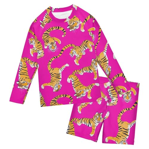 Conjunto de natación manga larga infantil con protección UV amarilla