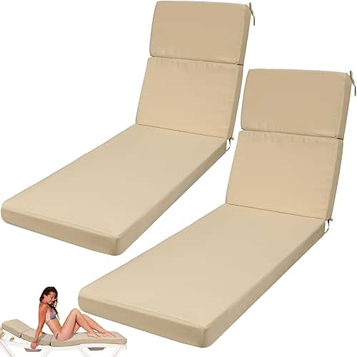 SmoothNovelty 2 Pcs Indoor Outdoor Chaise Lounge Cushions Sponge Bench