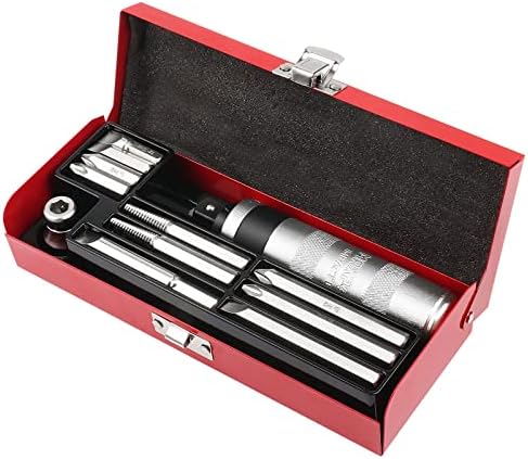 Impact Screwdriver Set, MAXPOWER 12PCs Manual Reversible Impact Driver Kit with 1/2-Inch Square Drive, Magnetic Phillips and Slotted Bit, Damaged Screw Extractor