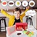Cuterabit Toy Microwave Oven Playset with Light and Sound, Toy Kitchen Appliances for Kids, Play Kitchen Accessories and Toy Food for Toddlers 3 Year Old Up Girls Boys, Red