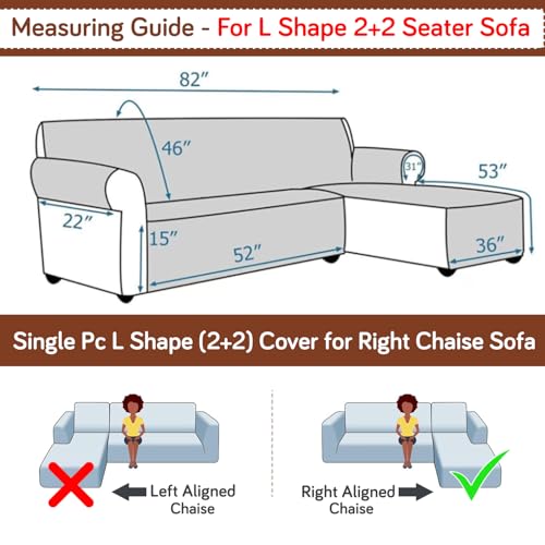 Image of HOKIPO 'Elira Series' Printed Quilted One-Piece L Shape 4 Seater (2+2) Sofa Cover Mat with Right Chaise | Anti-Slip Backing & SecureFit Belt, Copper Brown Floral (AR-6228-C8)