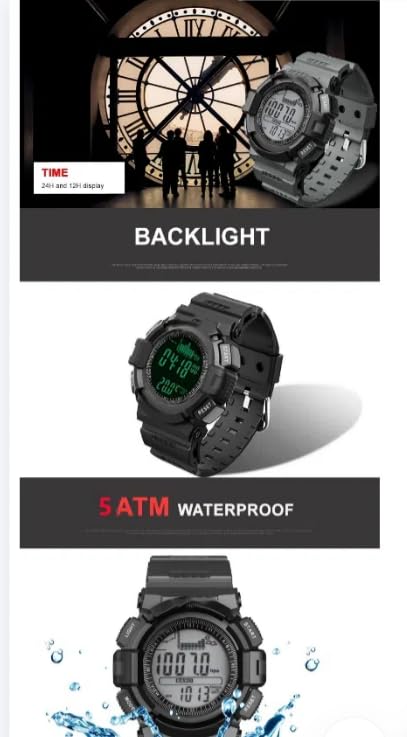 FR715AWatche for Men Outdoor FishingWatch 3ATM Waterproof Barometer Altimeter