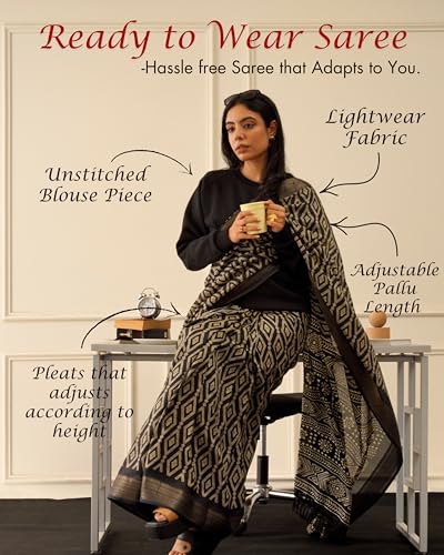 Image of Ready to Wear Cotton Blend one Minute Saree for Women | farewell sarees for girls | latest sarees collection 2026 | stitched saree ready to wear