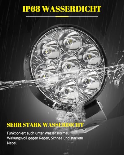 CO LIGHT 2PC LED Arbeitsscheinwerfer 12V/24V, IP68 LED Offroad Zusatzscheinwerfer 180° Verstellbarer Bügel für Traktor Offroad Baufahrzeuge UTV ATV LKW Landwirtschaft (Orbicular)