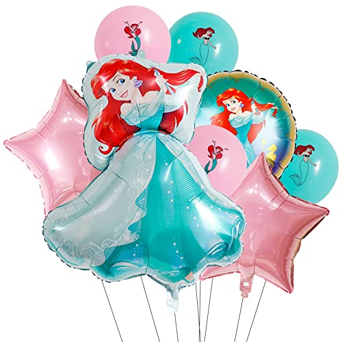 Globos Ariel Cumpleaños Princesa Globos Cumpleaños Decoracion de Princesa Globos de Aluminio para Niños Fiesta Baby Shower Fiestas de Niños Favores Regalo Carnaval 8pcs Cover