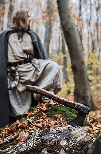 Norse Tradesman Viking Throwing Axe - Handforged Hatchet for Rugged Survival or Informal Throwing Brown