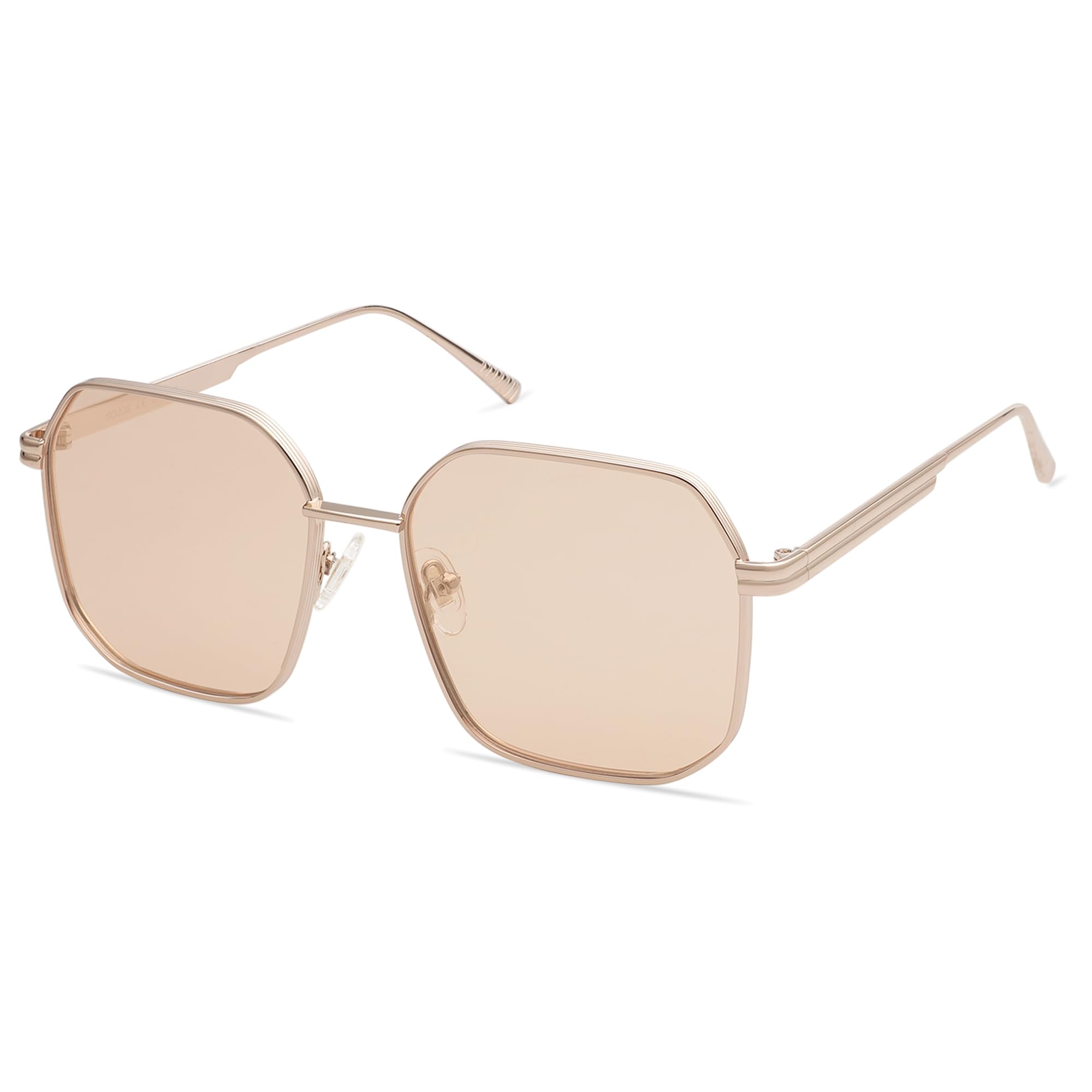 SOJOS Retro Square Polarized Sunglasses for Women Vintage Square Shades UV400 Large Metal Frame Riley SJ1166