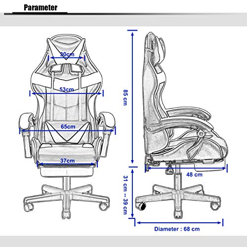 Soontrans-Silla-Gamer-Silla-Gaming-Ergonomica-Silla-Oficina-con-Reposacabeza-Apoyo-y-Cojin-Lumbar-Altura-Ajustable-para-Los-Jugadores-de-PC-Gamer-Negro
