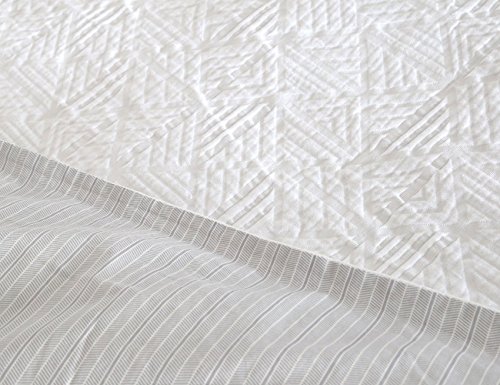 Meadow Park Matelasse Duvet Cover Set, 100% Cotton, Pre-Washed, Soft & Cozy, Woven Jacquard Textured, Modern Geo Design Bedding Set, King, White #TOP3
