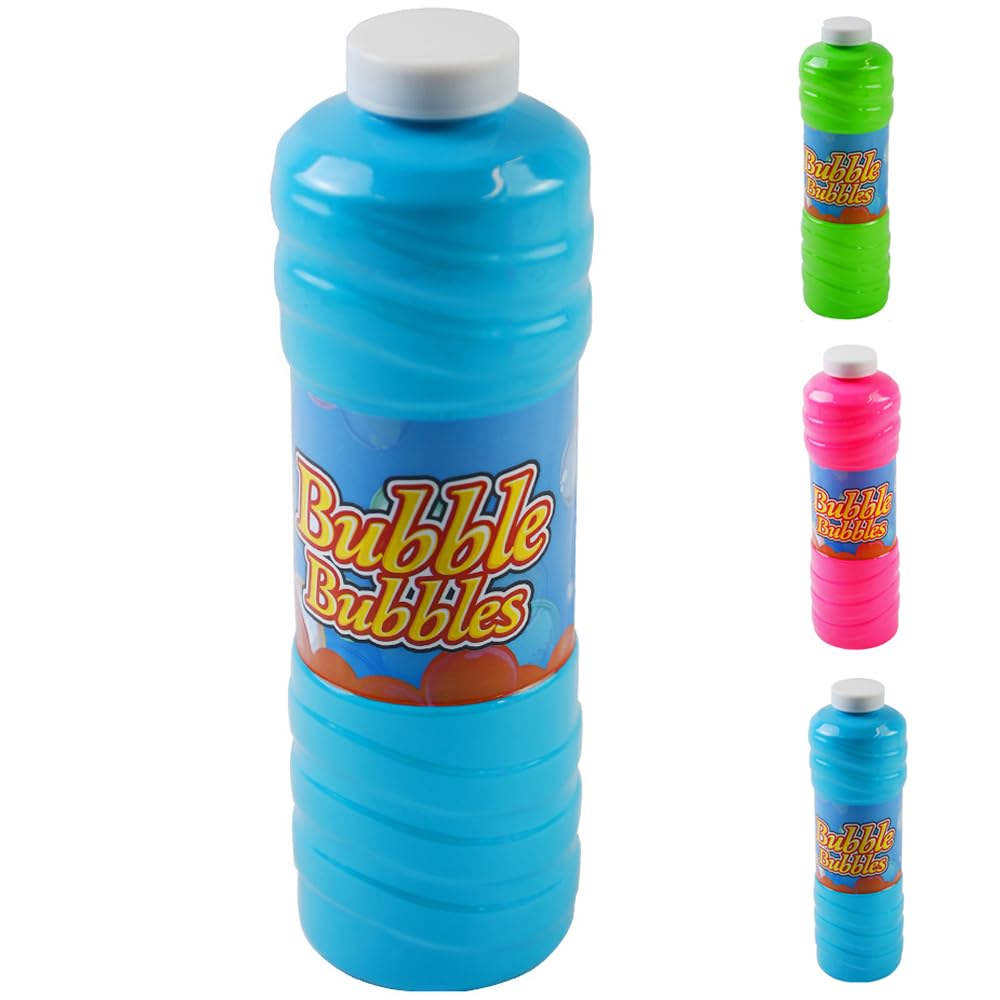 RAM ONLINEGiant 1 Litre of Bubble Mixture with Wand for Bubble Machines - Giant Garden Games Essential for Kids - Outdoor Games Bubbles for Kids (1), Multicolor, 1 bottle
