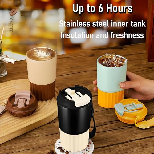 Image of Motka 380ml Stainless Steel Vacuum Insulated Tumbler | Dual Drink Mug with Lid & Straw | Leakproof Coffee Cup for Hot & Cold Drinks | Portable Sipper | Outdoor, Travel & Office (Spring Green)