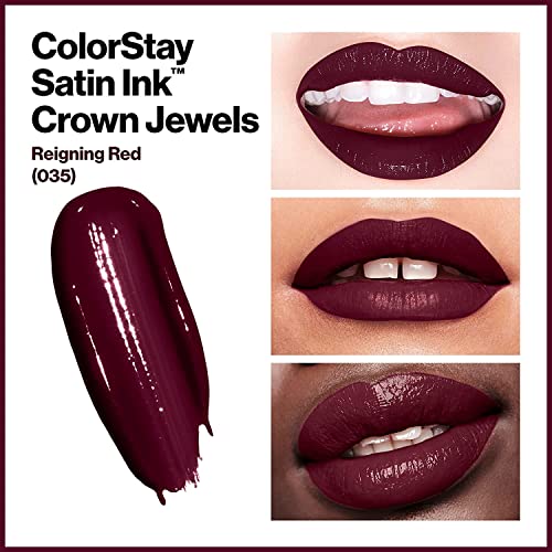 Image of REVLON Colorstay Satin INK, Comfortable, Longwear Rich 16-Hour Liquid lip Color, Formulated with Black Currant Seed Oil & Vitamin E, Reigning Red - (035) (Pack of 2)