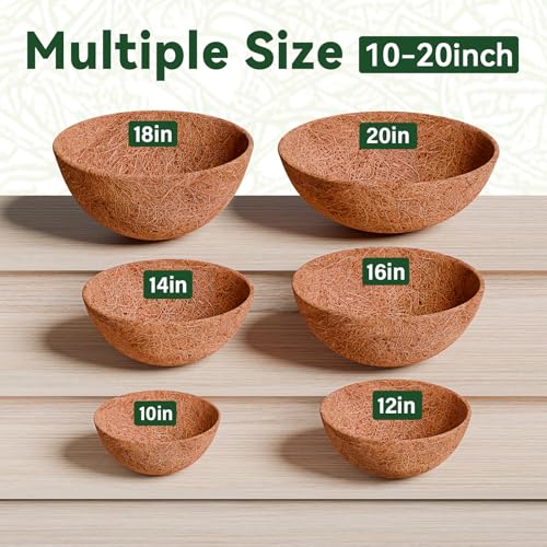 image for ZeeDix 6 Pack 14 Inch Coconut Liners for Planters, Round Hanging Baske