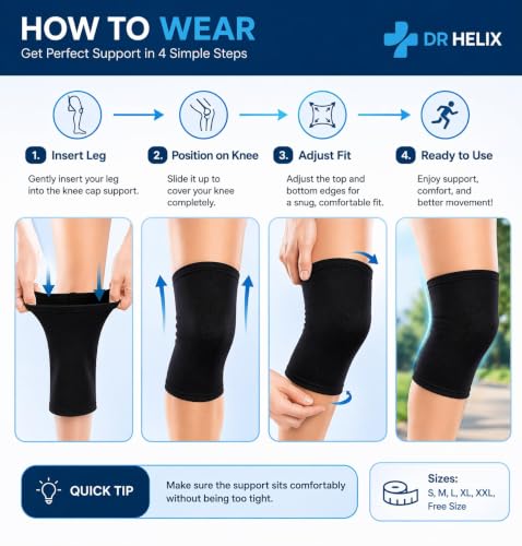 Image of Knee Cap Support Black Compression Knee Sleeve - Breathable Elastic Knee Brace Everyday Knee Support for Men & Women, XXL