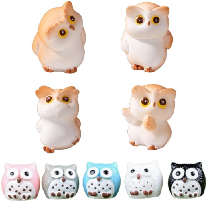9 piezas de mini búhos, accesorios de jardín de hadas, decoración de búho para jardín de hadas, micro paisaje, kit de jardín de hadas, animales de