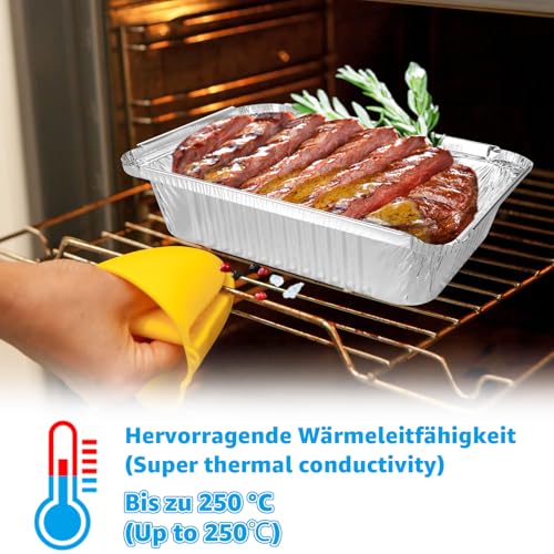 Oungy 60 Stück Alu Grillschalen Wiederverwendbar, 410ml/700ml/1750ml Aluschalen Grill Klein, Fettauffangschale Gasgrill Aluschalen für Braten Kochen Backen, Grillschale Alu