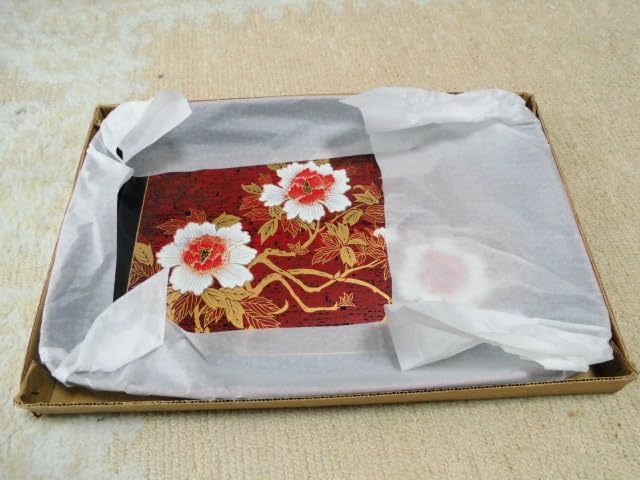 Amazon.co.jp: 花柄おぼん 箱入り 長手盆 和柄 品「高級 美術 漆器