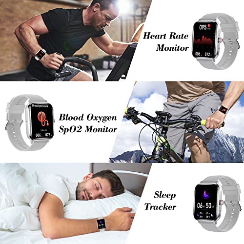 Smart Watch For Men Women(Call Receive/Dial), Ai Voice Controls, 1.85" Touch Screen Fitness Tracker With Heart Rate Blood Oxygen Sleep Monitor, 5Atm Waterproof Smartwatch For Android Iphone, Grey #TOP3