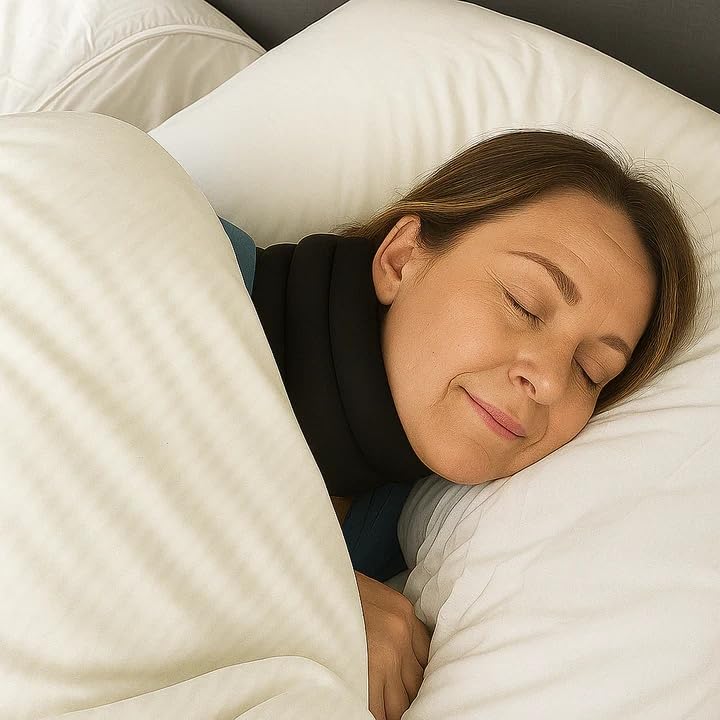 Orthoback Lunaris - Ergonomische Nackenstütze gegen Verspannungen, Schnarchen und Apnoe(Schwarz,M(40CM))