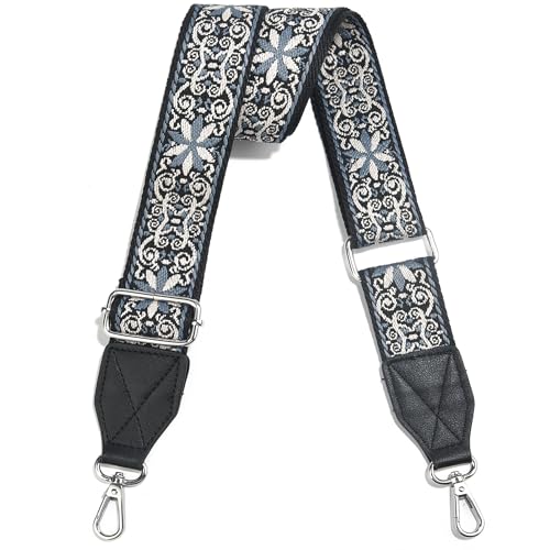 Image of Purse Strap,1.5 inch Leather End Shoulder Strap Adjustable Replacement,Retro Multi-Pattern Crossbody Bag Straps