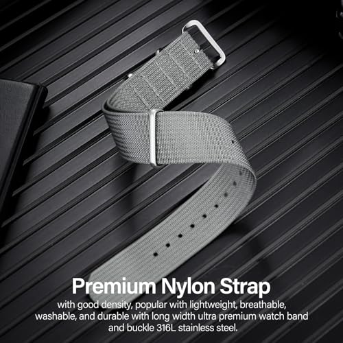 Image of TACTICAL FROG Nylon Watch Band 18mm 19 mm 20mm 22 mm 24 mm, Waterproof Military Watch Straps Replacement for Men Women, With Stainless Steel Buckle