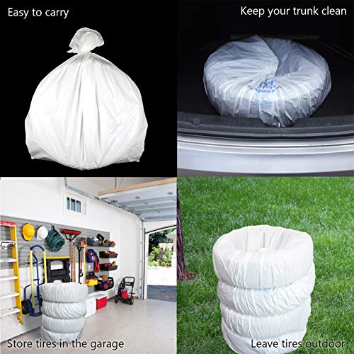 Image of WHEEL CONNECT Tire Storage Bags. Made of Polyethylene LDPE Plastic, Extra-Large 44 inchX48 inchH, White, Pack of 100pcs. X-Large.No Logo Printed.