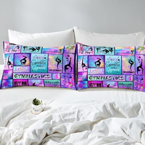 Juego de ropa de cama con diseño de gimnasia y estampado a cuadros 6