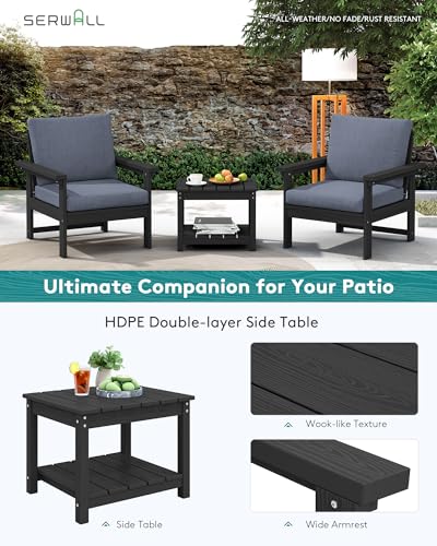 Image of SERWALL HDPE Patio Conversation Set with Side Table