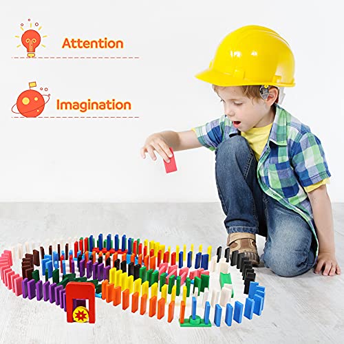 Mcpinky Super Domino Blocks, 720Pcs+ Domino Starter Kit Bulk Dominoes Wooden Domino Blocks Colored Dominoes Building Block Tile Game Racing Educational Toy #TOP5