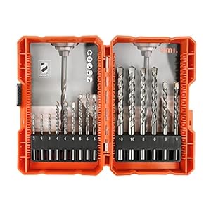 Amazon Brand – Umi 15-piece Masonry Drill Set 3,4,5,6,8,10mm, YG8C Carbide Drills for Masonry, Brick, Cement, Impact…