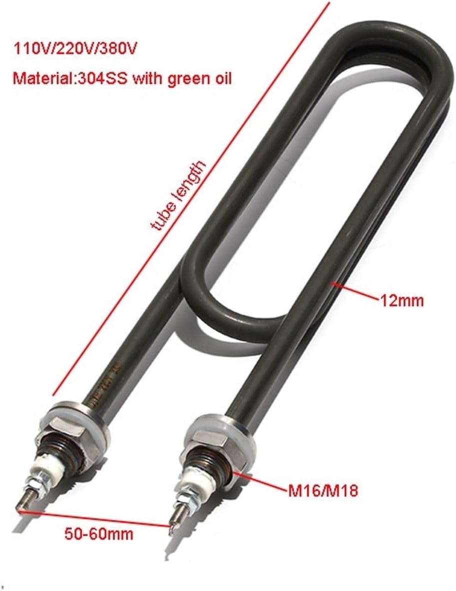 給湯器エレメント 304SS 加熱管 M16/M18 ネジ 110V/220V/380V 電気ヒートパイプ(M16 Thread,1