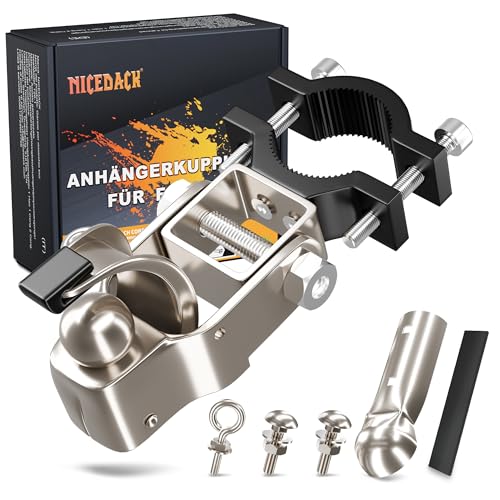 NICEDACK Anhängerkupplung für Fahrrad, Kupplung Lastenanhänger, Verzinkter Stahl Fahrradanhänger Kupplung Kompatibel mit allen gängigen Fahrradsattelstützen, Fahrrad Anhängerkupplung
