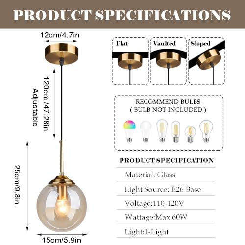 Lámpara colgante de cristal ideal para iluminar salas pequeñas 7