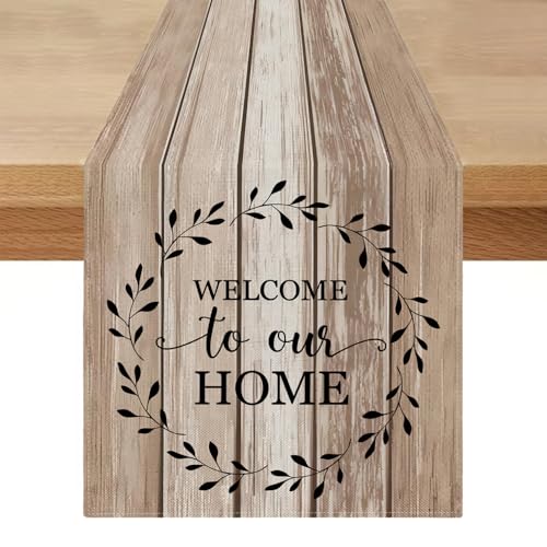 Camino de Mesa Moderno 40 x 140 cm Beige Marrón Primavera Verano Rectangular Caminos para Mesas Decoración para Boda Fiestas Eventos Comedor Cenas Familiares Vacaciones