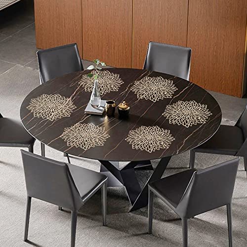Fani CD6L 24 Pcs Pressed Vinyl Placemats And Coaster Sets,Metallic Hollow Out Placemats,Gold Leaf Pvc Wedding Table Place Mats Round Non-Slip Table Mats Outdoor Indoor Dinner thumb #6