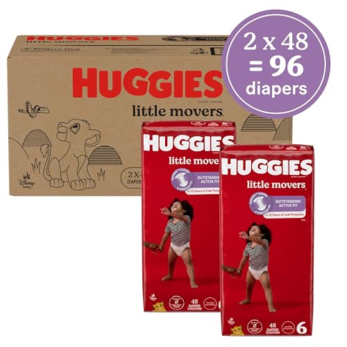 Image of Huggies Size 6 Diapers, Little Movers Baby Diapers, Size 6 (35+ lbs), 96 Ct (2 Packs of 48)