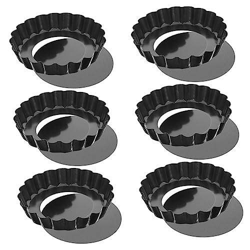 Cabilock 8Pcs Mini Pans Non Stick Egg Tart Molds with Removable Bottom Tart Baking Molds for Pies Quiche and Desserts for Home and Bakery Use