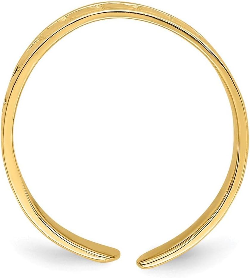 14k Yellow Gold Adjustable Leaf Engraved Design Toe Ring