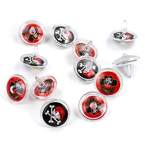 cama24com Palandi® Lot de 12 toupies pirates pour anniversaire d'enfant avec autocollant Palandi® Cover