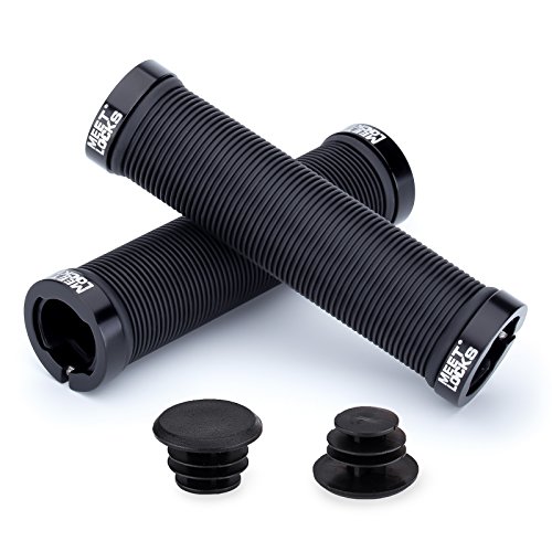 MEETLOCKS Bike Handlebar Grips,Ergonomic Design Aluminium Double Lock-on Bicycle Handle Bar Grip for MTB BMX Mountain Downhill Folding Cycling Bike Grip