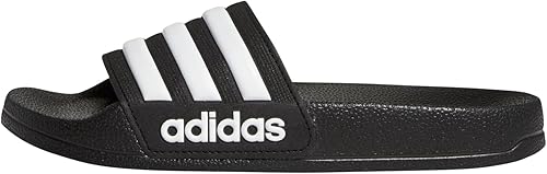 adidas Adilette Shower Slides, Core Black/White/Core Black, 4 US Unisex Big Kid